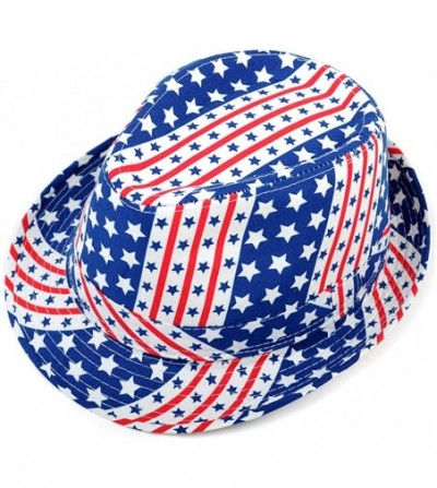 Fedoras Men's Fedora 4th of July Hat with Stars and Stripes Original American Hat - Flag & Stars - C718DW2KTT9