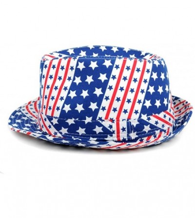 Fedoras Men's Fedora 4th of July Hat with Stars and Stripes Original American Hat - Flag & Stars - C718DW2KTT9