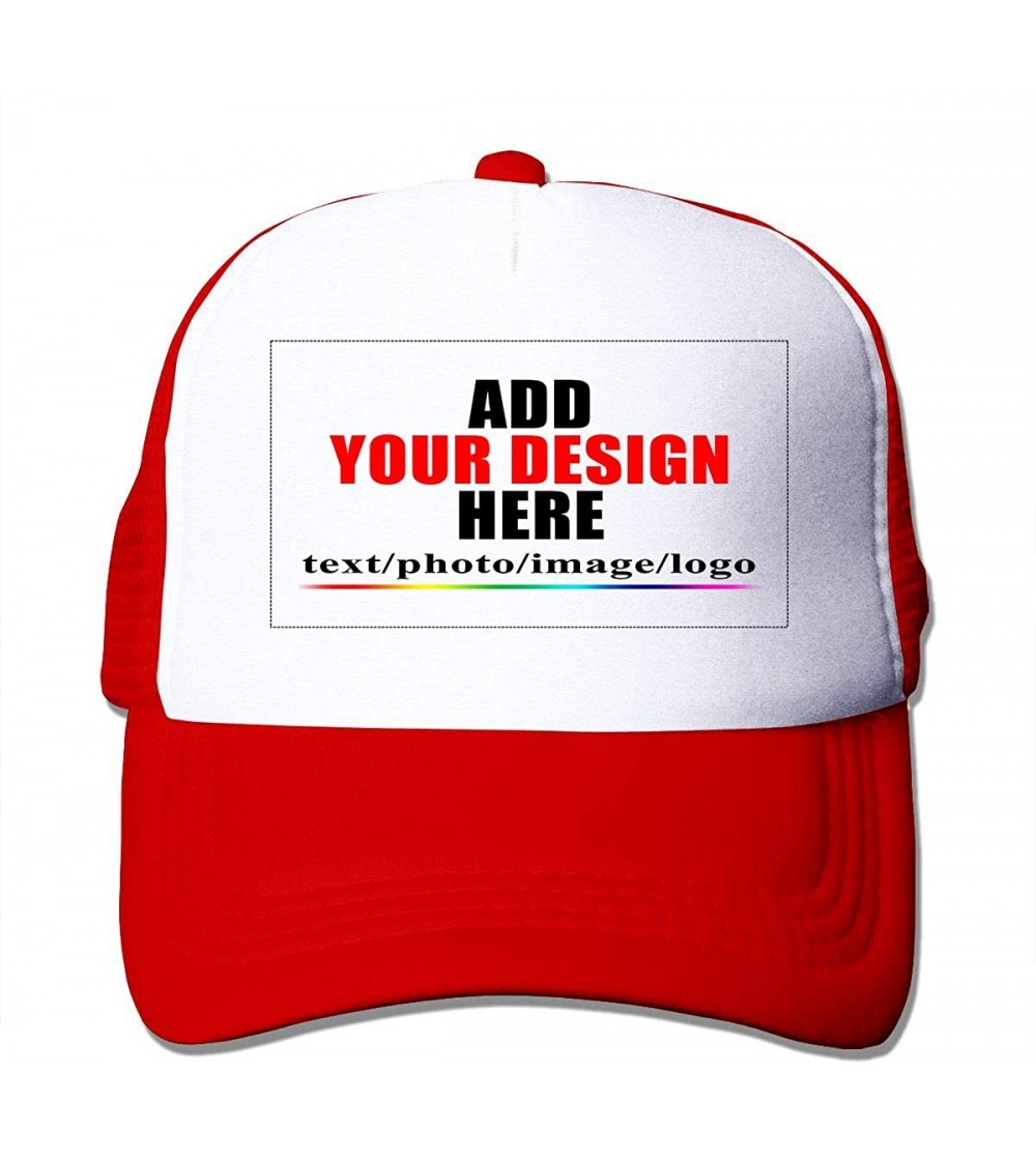 Baseball Caps Custom Baseball Caps- Design Your Own Hat- Team Photo Text Logo Graphic Print - Mesh Red - CF18U8LSAG3
