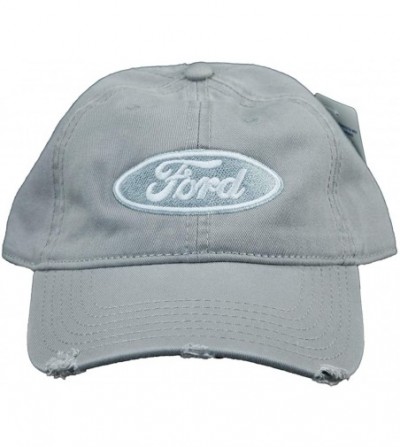Baseball Caps Ford Oval Hat Distressed Embroidered Cap - Grey - CJ12LJPNF0X