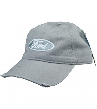 Baseball Caps Ford Oval Hat Distressed Embroidered Cap - Grey - CJ12LJPNF0X