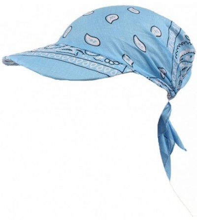 Visors Womens Assorted Paisley Print Bandana Head Scarf Hat Summer Folding Anti-UV Golf Tennis Sun Visor Cap - Blue - C7196NA...