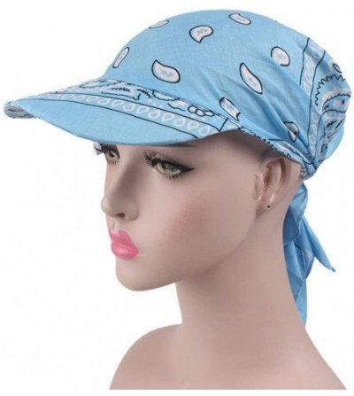 Visors Womens Assorted Paisley Print Bandana Head Scarf Hat Summer Folding Anti-UV Golf Tennis Sun Visor Cap - Blue - C7196NA...