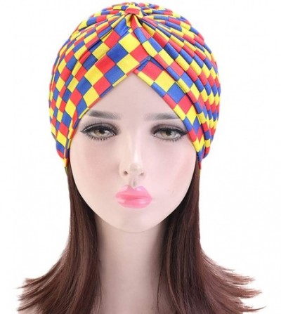 Skullies & Beanies Shiny Metallic Turban Cap Indian Pleated Headwrap Swami Hat Chemo Cap for Women - Multicoloured - CO18A79WTC8