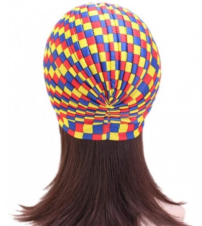 Skullies & Beanies Shiny Metallic Turban Cap Indian Pleated Headwrap Swami Hat Chemo Cap for Women - Multicoloured - CO18A79WTC8