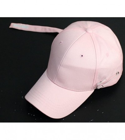 Baseball Caps Women's Iron Ring Pin Retro Baseball Cap Trucker Hat - Needle Pink - CU186NZLY4M
