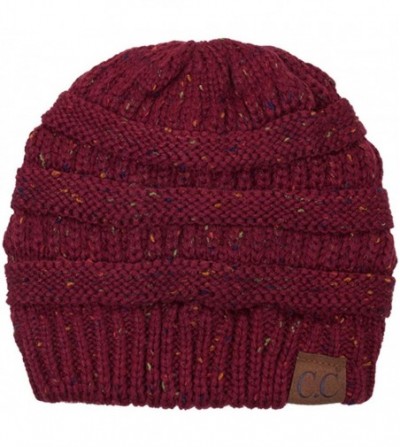 Skullies & Beanies Unisex Confetti Ribbed Cable Knit Thick Soft Warm Winter Beanie Hat - Maroon - CB18QLER0HD