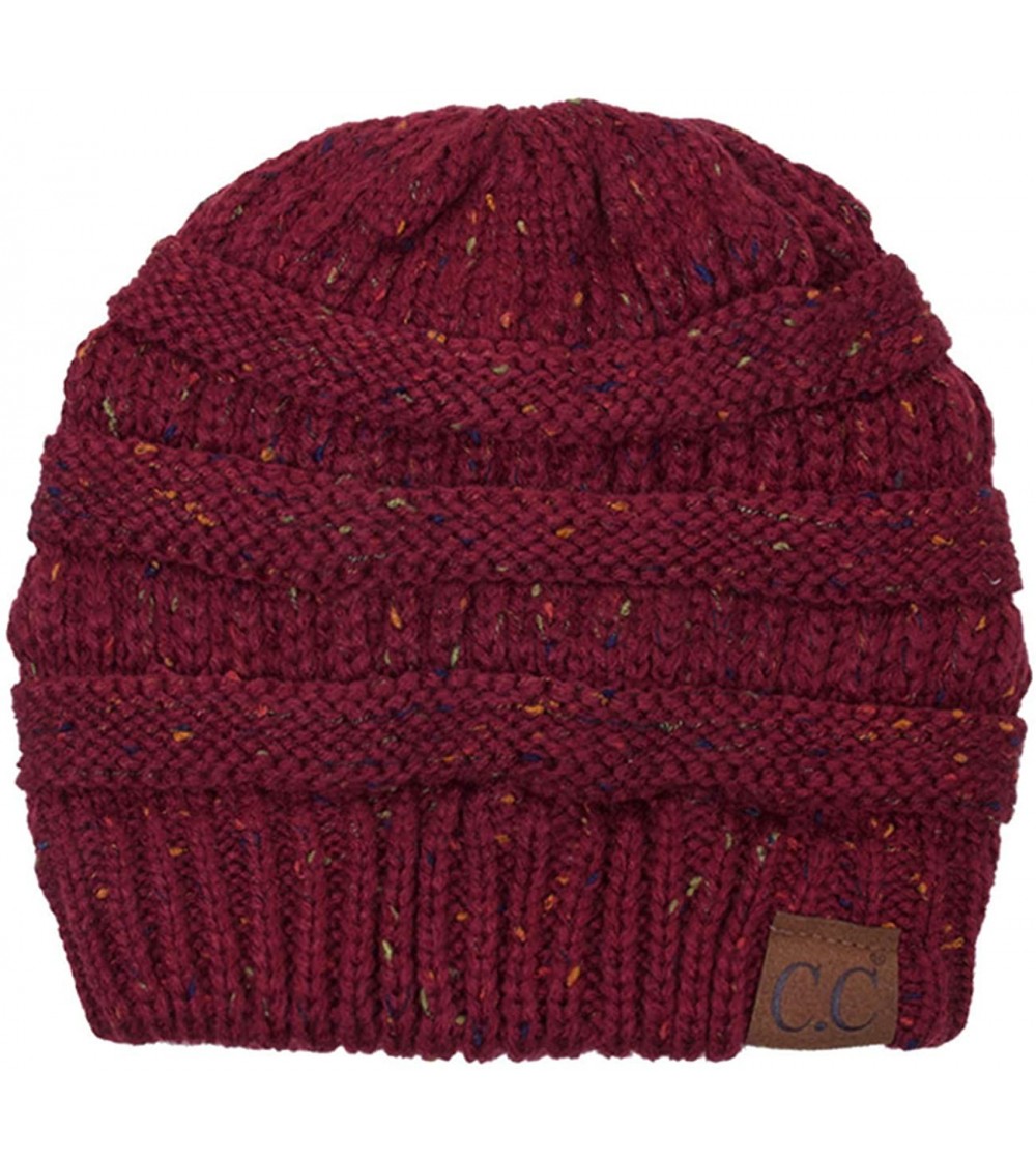 Skullies & Beanies Unisex Confetti Ribbed Cable Knit Thick Soft Warm Winter Beanie Hat - Maroon - CB18QLER0HD