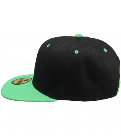 Baseball Caps Plain Blank Flat Brim Adjustable Snapback Baseball Caps Wholesale LOT 12 Pack - Black/Green - C5187DS7YWN