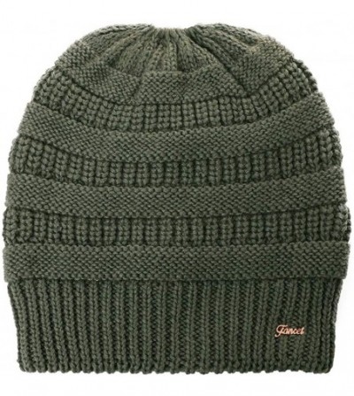 Newsboy Caps Wool Knitted Visor Beanie Winter Hat for Women Newsboy Cap Warm Soft Lined - 99724_olive - CM18KINK8UG
