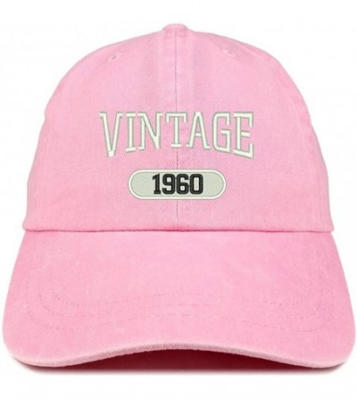 Baseball Caps Vintage 1960 Embroidered 60th Birthday Soft Crown Washed Cotton Cap - Pink - C6180WTHZTS