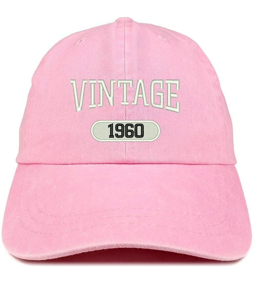 Baseball Caps Vintage 1960 Embroidered 60th Birthday Soft Crown Washed Cotton Cap - Pink - C6180WTHZTS