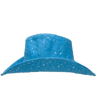 Cowboy Hats Glitter Sequin Trim Cowboy Hat - Turquoise - CC11TBC313X