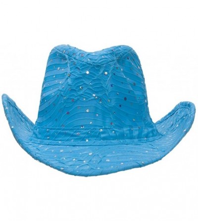 Cowboy Hats Glitter Sequin Trim Cowboy Hat - Turquoise - CC11TBC313X