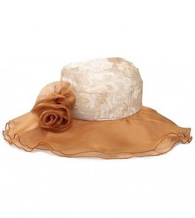 Sun Hats Ladies Lace Cap Coffee Sun Hat Beach Hat Wide Brim Floppy Hat for Women - CV11I5X8QPH
