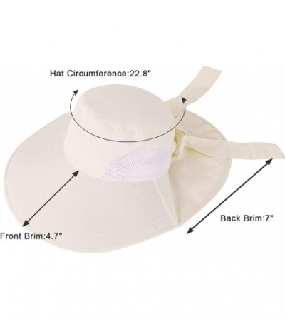 Sun Hats Womens Foldable Flap UPF 50+ UV Protective Bucket Sun Hat w/Neck Cord - Women_cream - C018CU80OE2