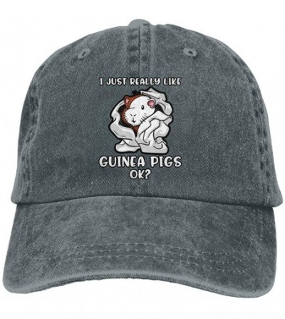 Baseball Caps Men&Women Adjustable Yarn-Dyed Denim Baseball Caps I Just Really Like Guinea Pigs OK Snapback Cap - Asphalt - C...