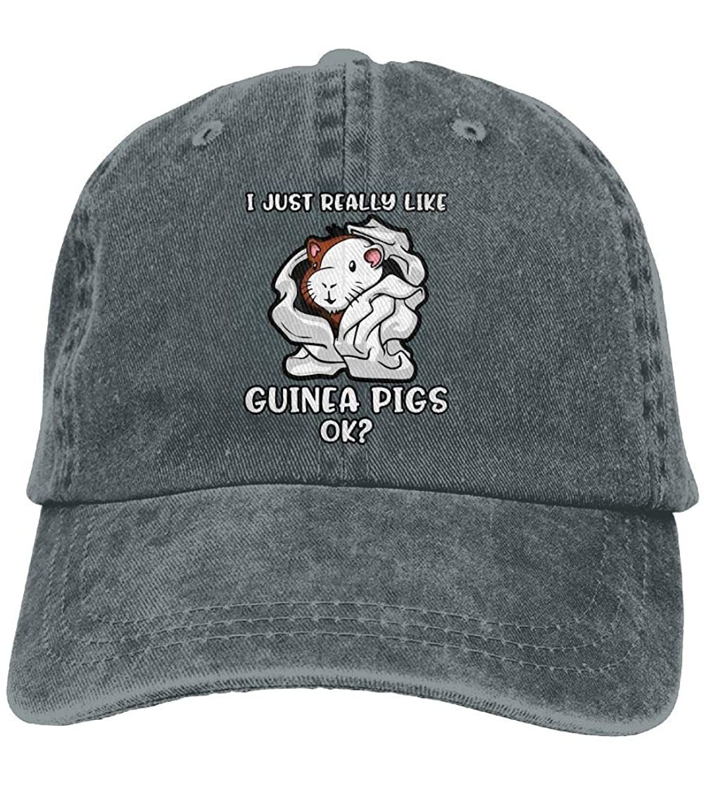 Baseball Caps Men&Women Adjustable Yarn-Dyed Denim Baseball Caps I Just Really Like Guinea Pigs OK Snapback Cap - Asphalt - C...