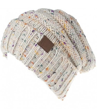 Skullies & Beanies Lady Winter Warm Baggy Skiing Mix Color Knit Spot Wrap Cap Dot Head Hat Black - Beige - CK188975HZ8
