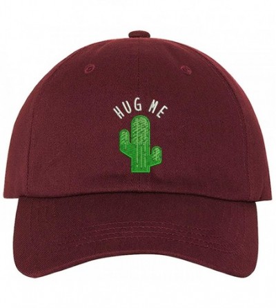 Baseball Caps Hug Me Cactus Baseball Cap - Funny Dad Hat Unisex - Burgundy - C118SXQT5N6