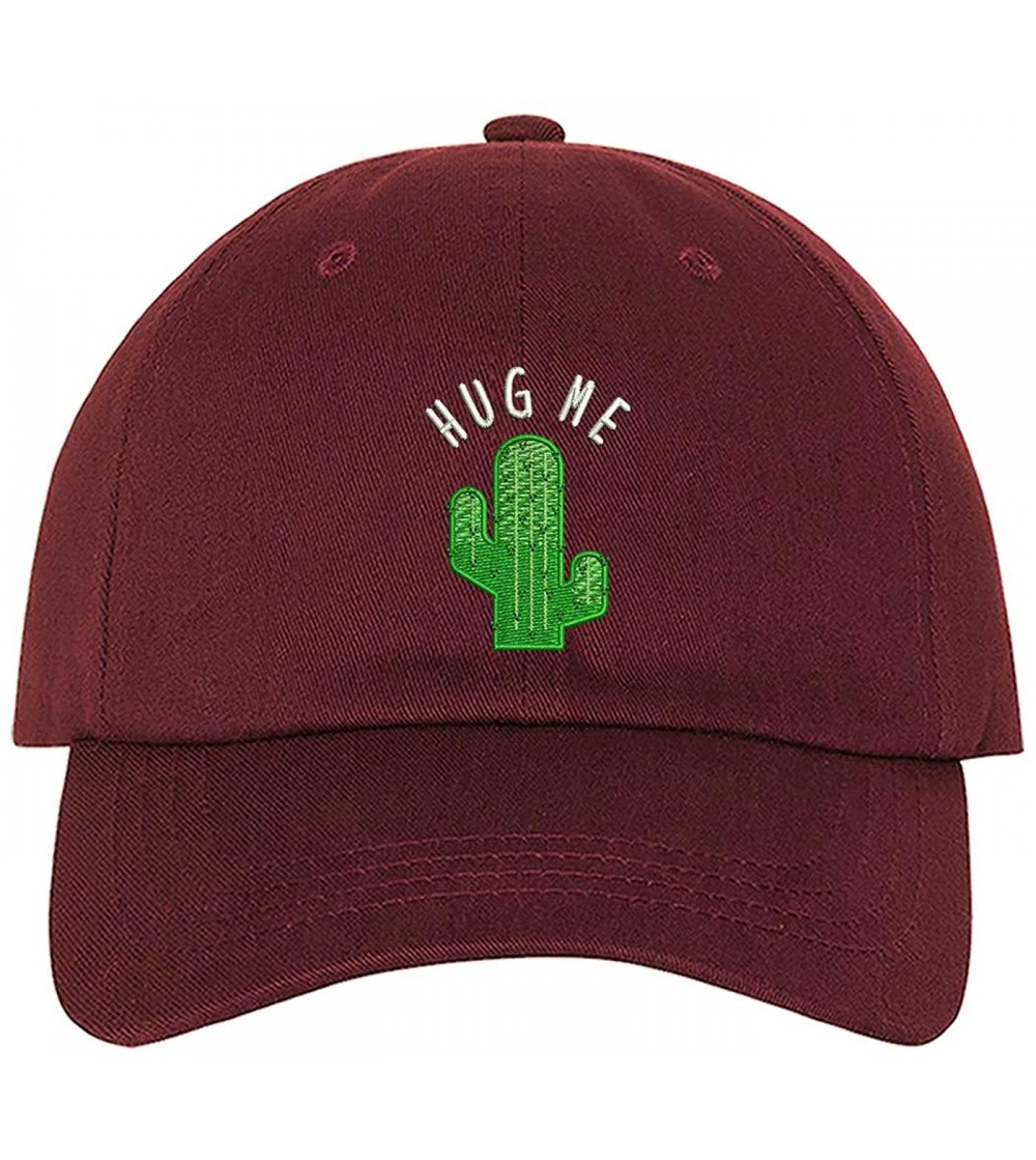 Baseball Caps Hug Me Cactus Baseball Cap - Funny Dad Hat Unisex - Burgundy - C118SXQT5N6