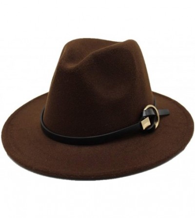 Fedoras Fedoras Hats for Women Men Felt Metal Belt Trilby Hats Wide Brim Adjustable Fedora Jazz Hat Caps - Royal Blue - CZ18N...