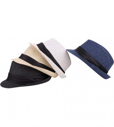 Fedoras Men/Women Summer Classic Short Brim Beach Sun Hat Straw Fedora Hat - 756_white - CO11Y8FN27D