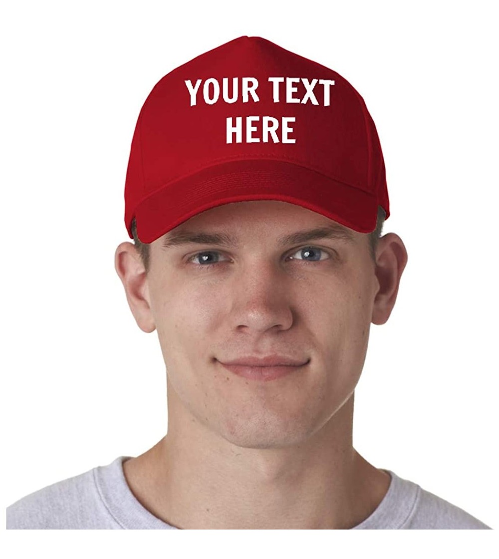 Baseball Caps Custom Hat Add Your Own Text Embroidered Adjustable Size Baseball Cap - Red - CG195KKNN63