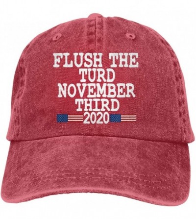 Baseball Caps Men's Baseball Cap Flush The Turd November Third 2020 Distressed Dad Hat - Red - C1195ZW7CSQ