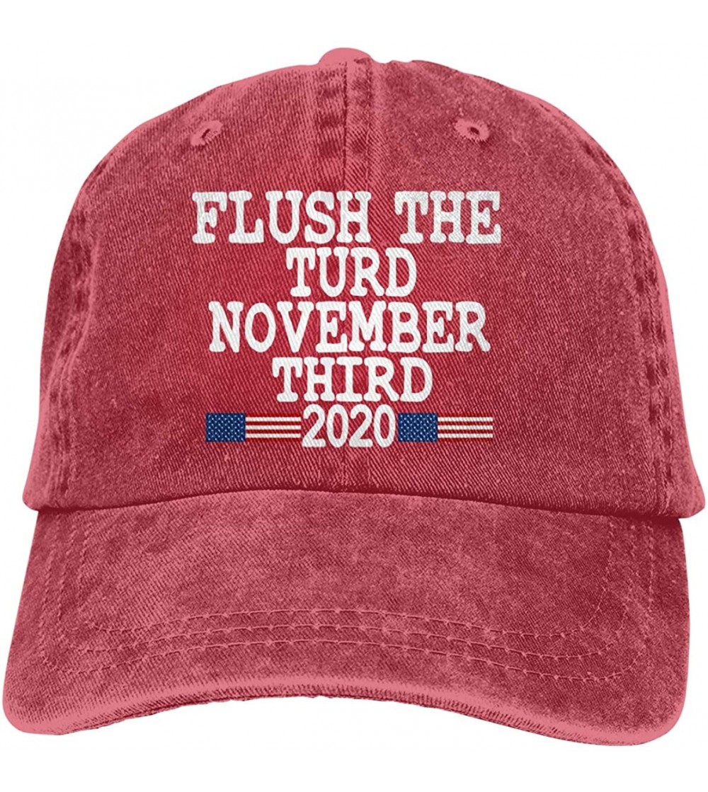 Baseball Caps Men's Baseball Cap Flush The Turd November Third 2020 Distressed Dad Hat - Red - C1195ZW7CSQ