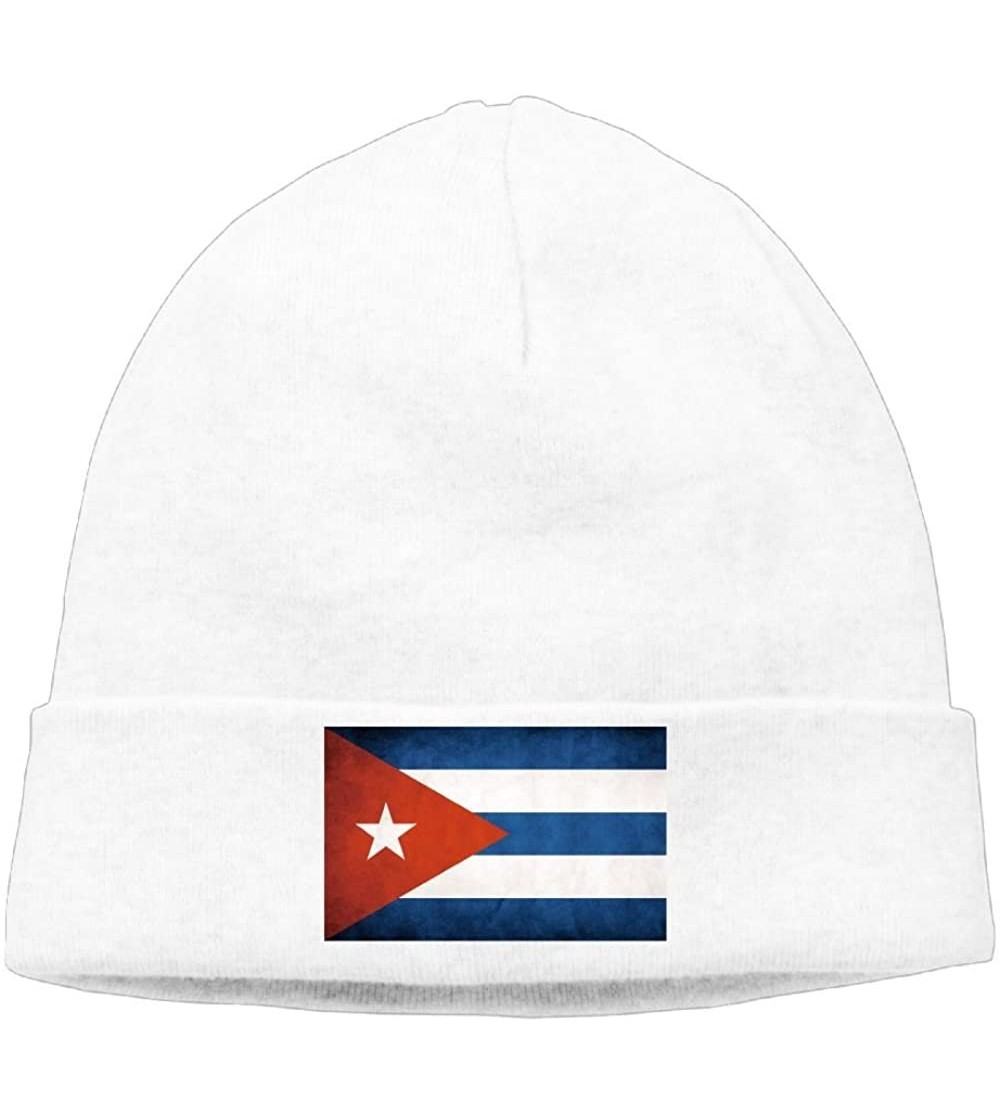 Skullies & Beanies Mens&Womens Cuba Flag Outdoor Daily Beanie Hat Skull Cap Black - White - CE187R8YY6Z