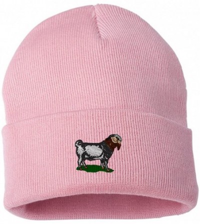 Skullies & Beanies Boer Goat Custom Personalized Embroidery Embroidered Beanie - Light Pink - CC12NG60N3G