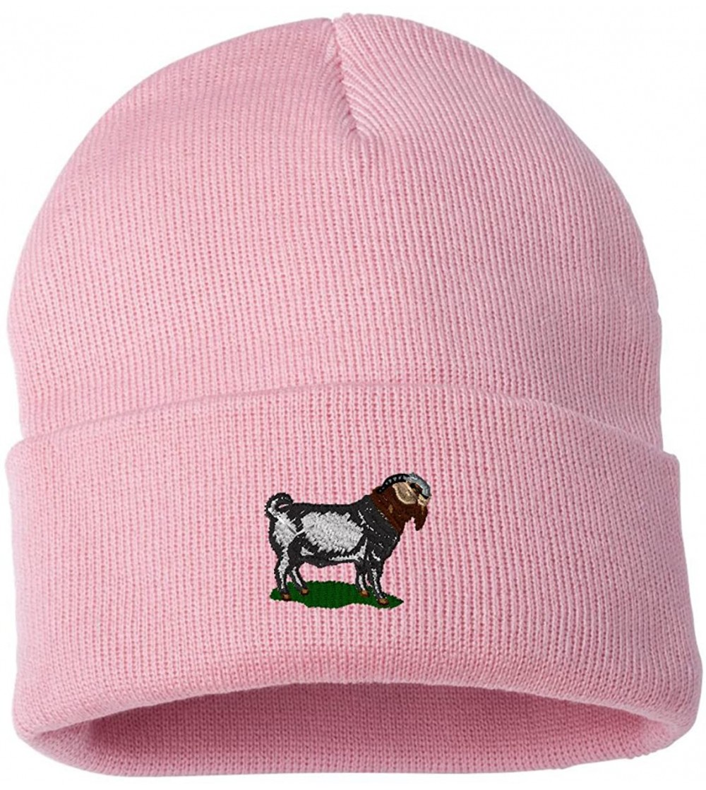 Skullies & Beanies Boer Goat Custom Personalized Embroidery Embroidered Beanie - Light Pink - CC12NG60N3G