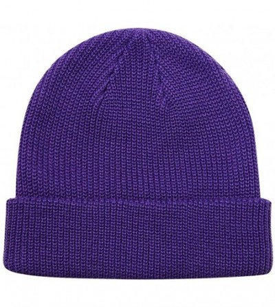 Skullies & Beanies Warm Daily Slouchy Beanie Hat Knit Cap for Men and Women - Purple - C018WWRHMW5