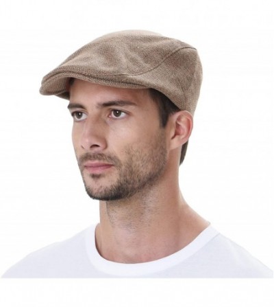 Newsboy Caps Ivy Cap Straw Weave Linen-Like Cotton Cabbie Newsboy Hat MZ30038 - Brown - C518QWZMHZ8