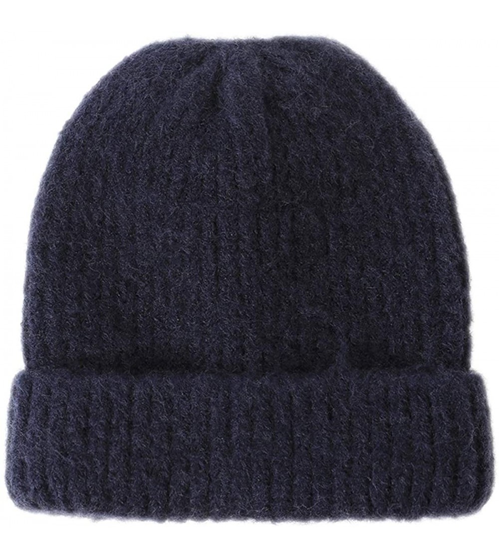 Skullies & Beanies Unisex Thick Warm Beanie - Knit Winter Hat - Blue - CD18ULUW9AZ