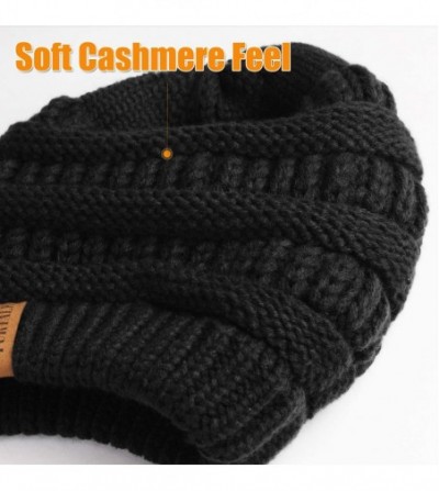 Skullies & Beanies Winter Hats Beanie for Women Lined Slouchy Knit Skiing Cap Real Fur Pom Pom Hat for Girls - C612LWBQHJ5