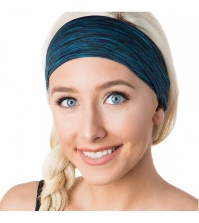 Headbands Xflex Space Dye Adjustable & Stretchy Wide Headbands for Women - Heavyweight Space Dye Teal - CQ17WZDOTXS