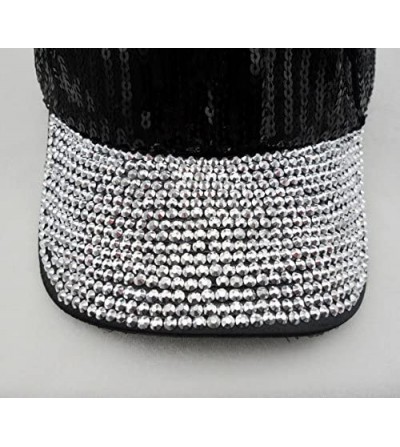 Baseball Caps Womens Glitter Rhinestones Brim Sequins Shiny Flashy Sunscreen Baseball Hat Ball Cap Adjustable - Black - CW12K...