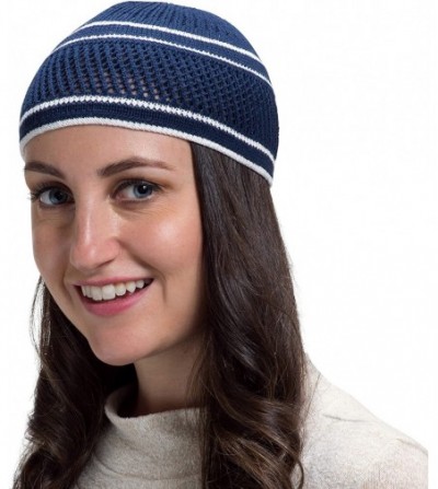 Skullies & Beanies 100% Cotton Skull Cap Chemo Kufi Under Helmet Beanie Hats in Solid Colors and Stripes - CM18RHS0IT3