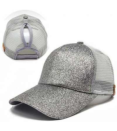 Baseball Caps Gliter Sequin Mesh Dad Hat - Silver - CY18DS40A5E