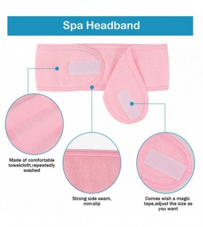 Headbands Facial Spa Headband Adjustable Stretch - Black+Pink - C018Z0AW3UI