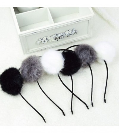 Headbands 6 Pcs Girl's Adorable Fur Ball Pompom Ball Hair Hoops Headbands - Multi-colored - C418YZXTLXC