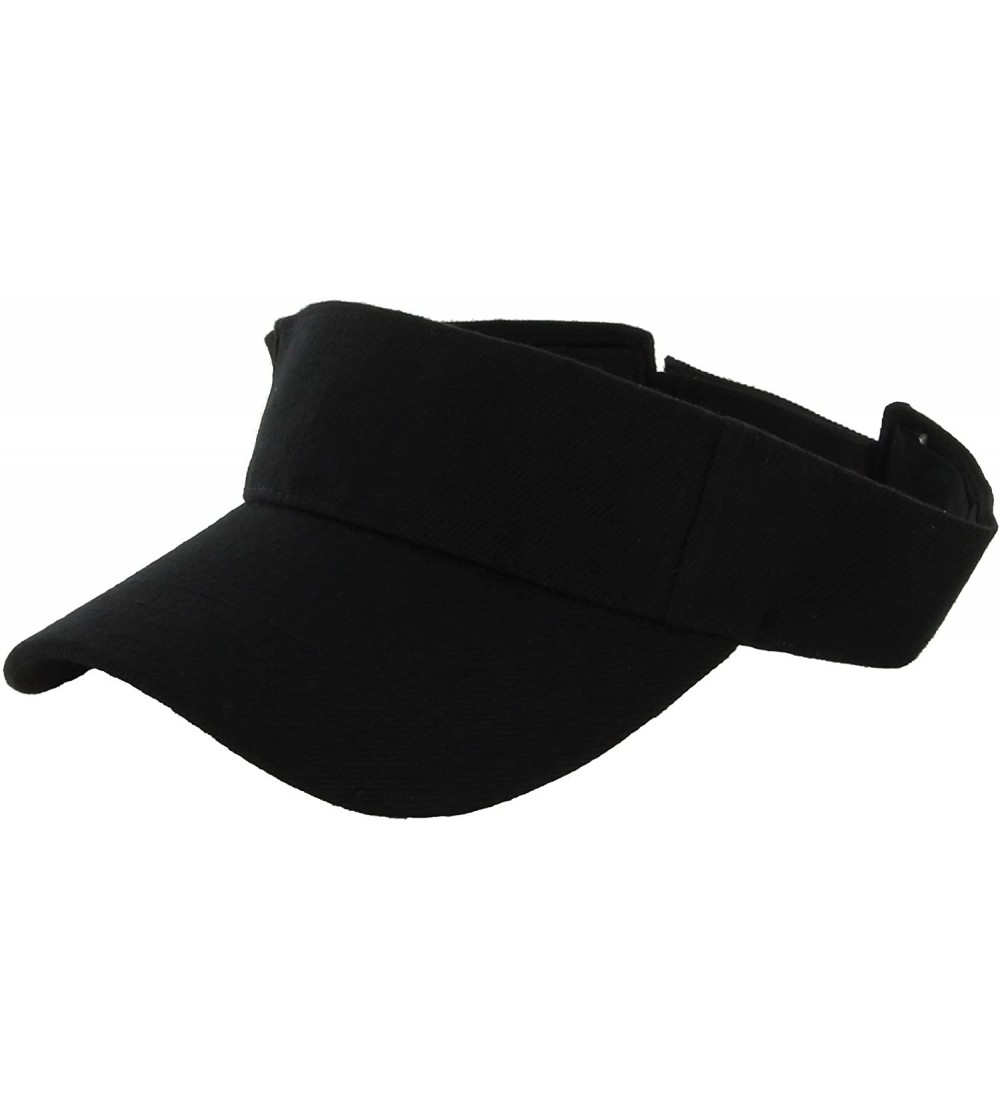 Visors Plain Men Women Sport Sun Visor One Size Adjustable Cap - Black - CW11SD3Q3LD