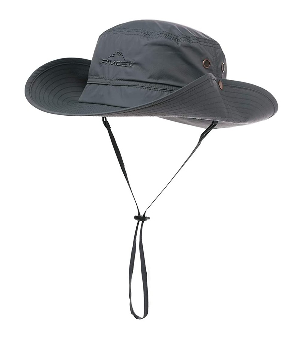 Sun Hats FANCET Fishing Sun Hat Wide Brim for Men Women Nylon Foldable Packable - 00702_dark Gray - CL18RUGM5S4