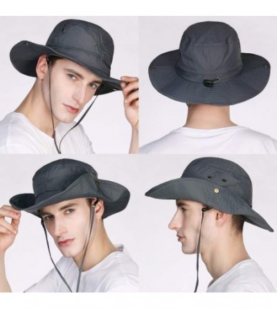 Sun Hats FANCET Fishing Sun Hat Wide Brim for Men Women Nylon Foldable Packable - 00702_dark Gray - CL18RUGM5S4