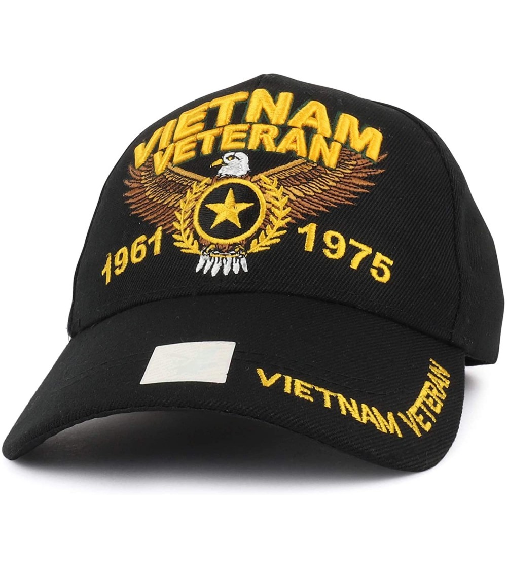 Baseball Caps Armycrew Vietnam Veteran 1961 to 1975 Eagle Star Embroidered Baseball Cap - Black - CE18H9STMSM