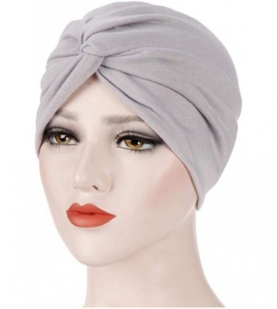 Skullies & Beanies 3Pack Womens Chemo Hat Beanie Turban Headwear for Cancer Patients - Gray Khaki Navy Blue - CT198AYZ5U9