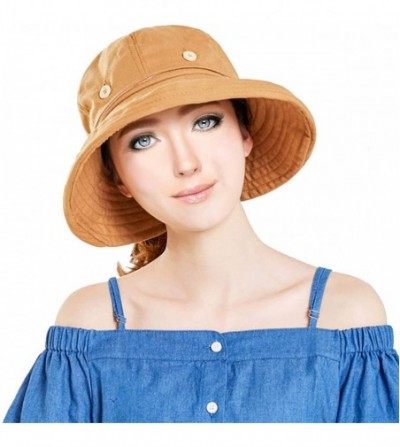 Bucket Hats Adjustable Outdoor Protection Foldable Ponytail - Ginger - CF18S4WXLHL