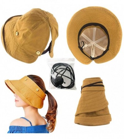 Bucket Hats Adjustable Outdoor Protection Foldable Ponytail - Ginger - CF18S4WXLHL